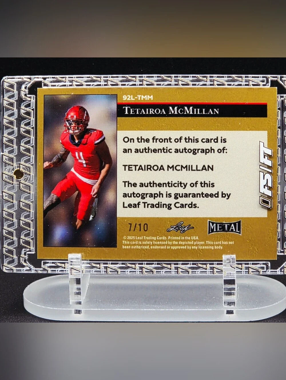 2025 Leaf Metal Tetairoa McMillan — Red Lava Auto 7/10 (Carolina Panthers)